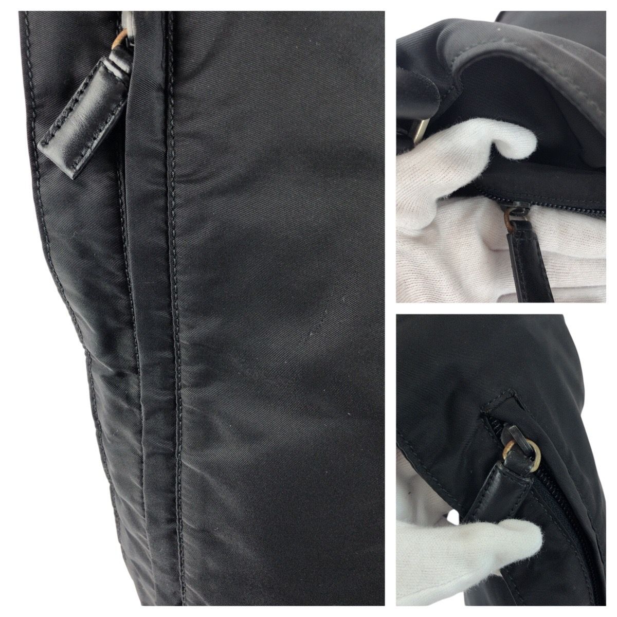 Prada Tessuto Black Silver Nylon Shoulder Bag Crossbody Pochette — view 5