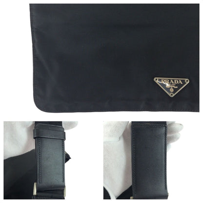 Prada Tessuto Black Silver Nylon Shoulder Bag Crossbody Pochette — view 6