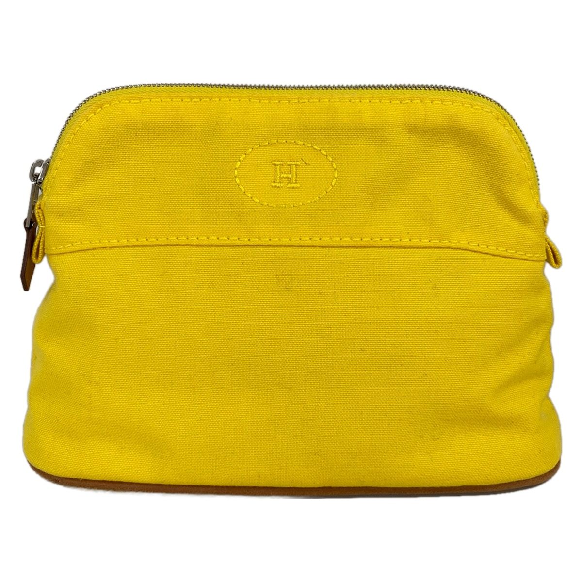 Hermes Pouch Yellow Brown Leather