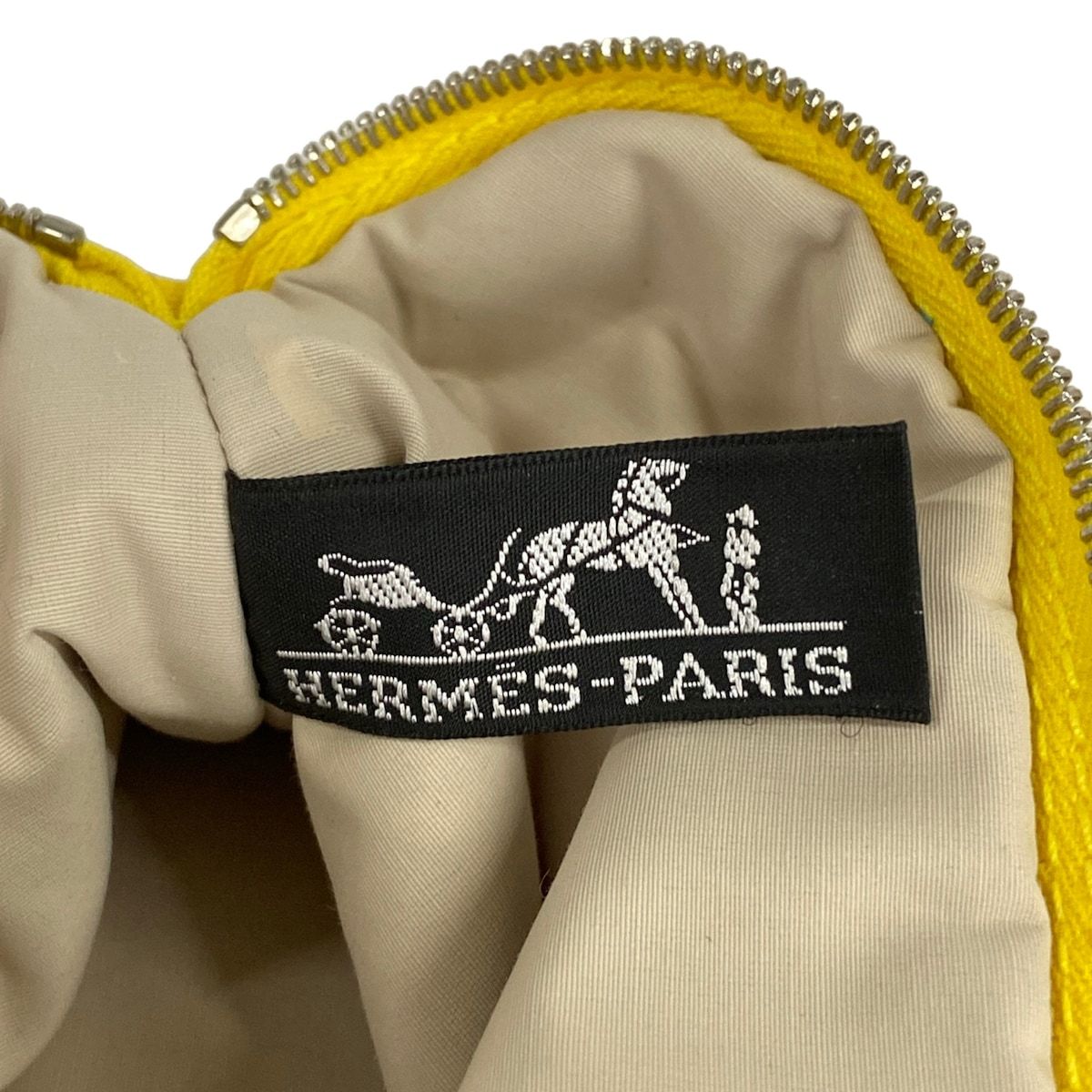 Hermes Pouch Yellow Brown Leather — view 5