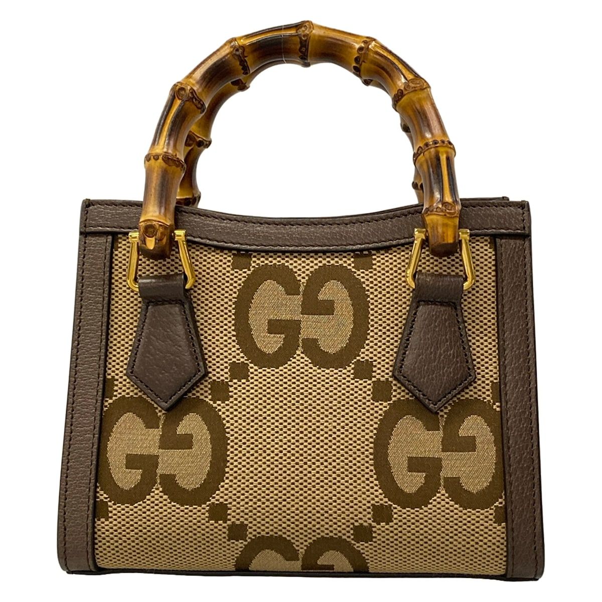 Gucci Handbag Diana Jumbo GG Mini Tote Dark Brown Beige Leather — view 3
