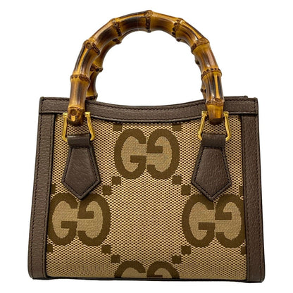 Gucci Handbag Diana Jumbo GG Mini Tote Dark Brown Beige Leather — view 3