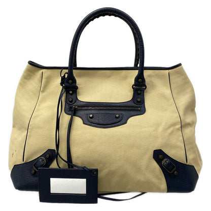 Balenciaga Tote the Sunday Ivory Dark Navy Leather