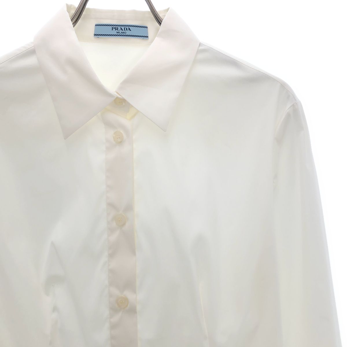 Prada Cotton Blend Stretch Dress Shirt 42 White — view 2