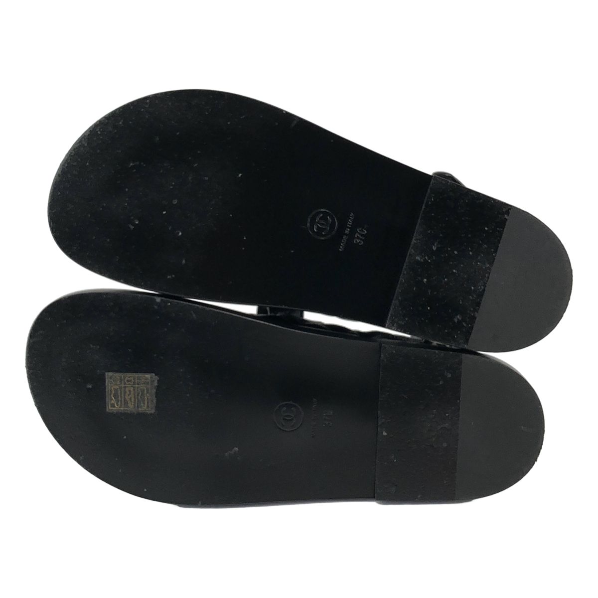 Chanel CC Logo Quilted Leather Sandals c Black 37 — view 5