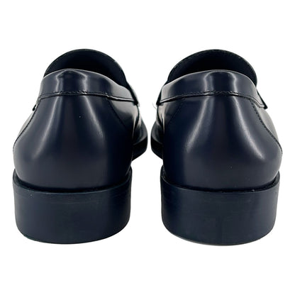 Chanel CC Logo Leather Bicolor Loafers Navy White 37.5 — view 3
