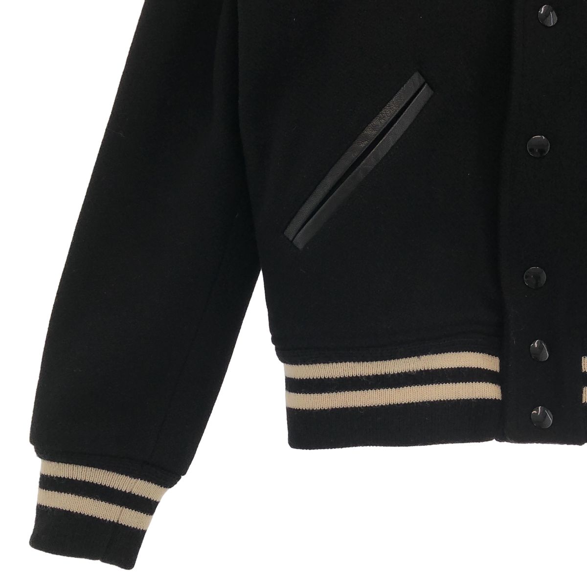 Saint Laurent Paris Wool Teddy Jacket Black — view 3