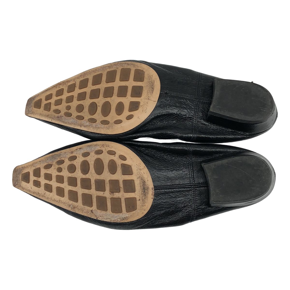 Bottega Veneta Almond Leather Flat Shoes Black 36.5 — view 5