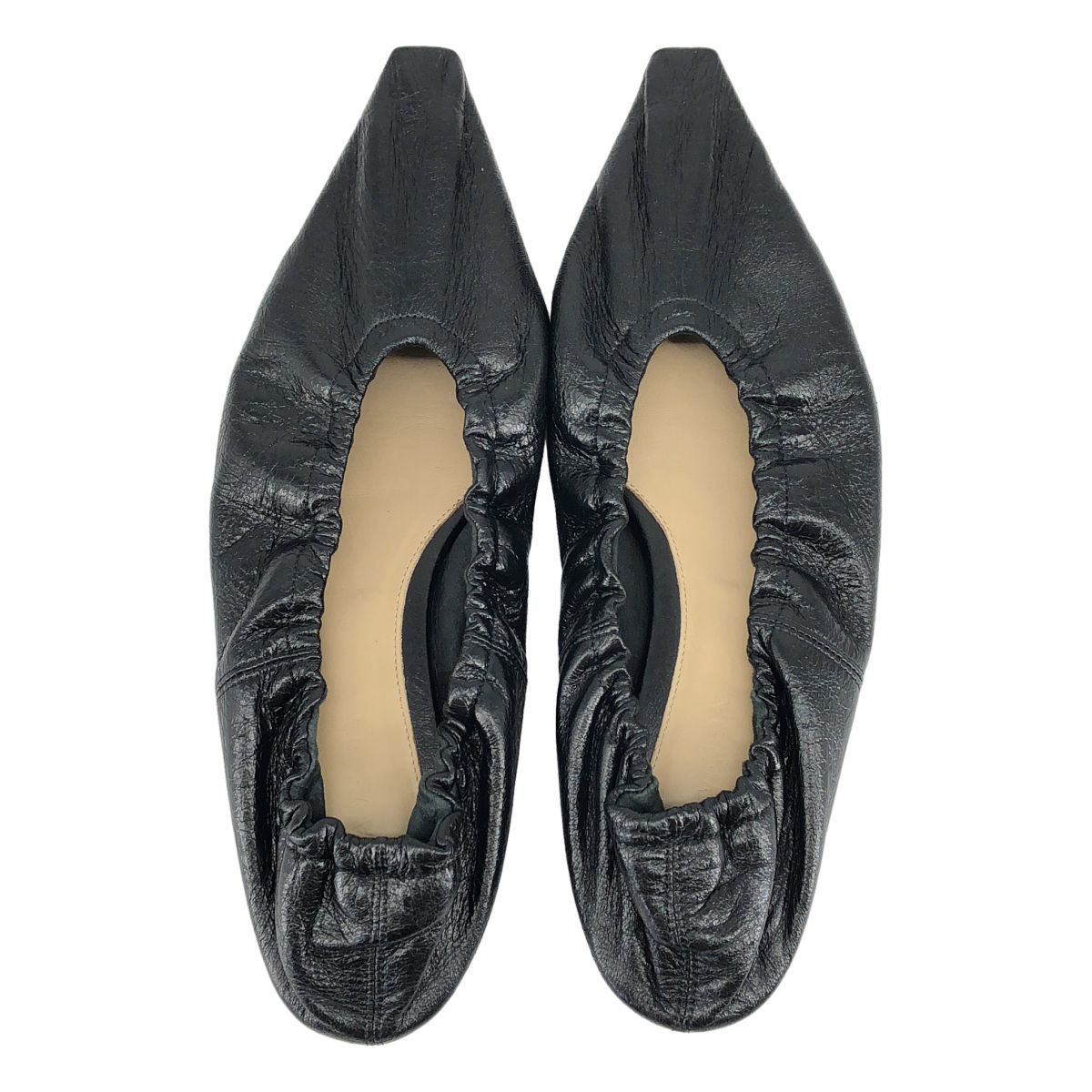 Bottega Veneta Almond Leather Flat Shoes Black 36.5 — view 4