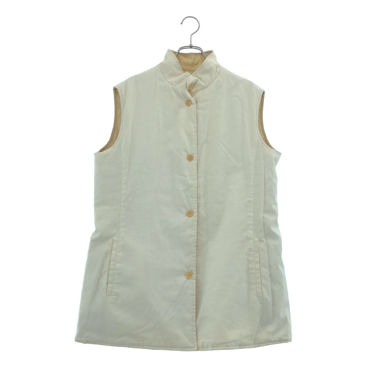 Loro Piana Linen Reversible Quilted Vest 48 Beige White — view 5