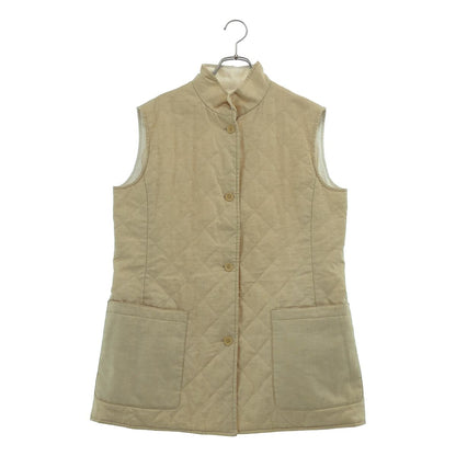 Loro Piana Linen Reversible Quilted Vest 48 Beige White