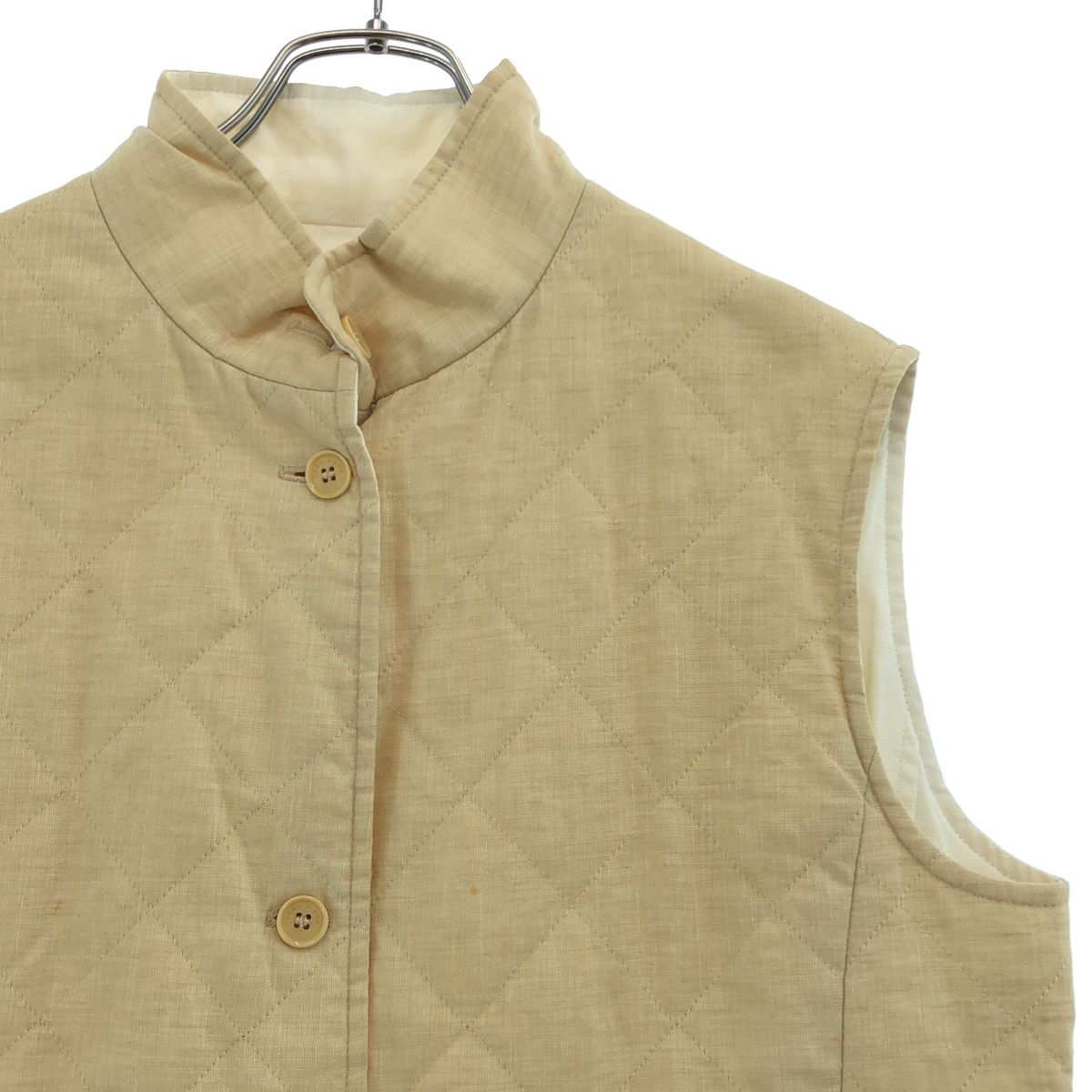 Loro Piana Linen Reversible Quilted Vest 48 Beige White — view 2
