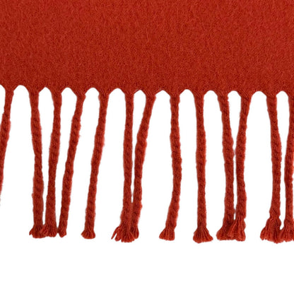 Hermes Cashmere Logo Embroidery with Fringe Large Shawl Scarf — view 8