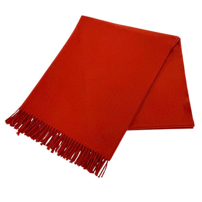 Hermes Cashmere Logo Embroidery with Fringe Large Shawl Scarf