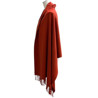 Hermes Cashmere Logo Embroidery with Fringe Large Shawl Scarf — view 3