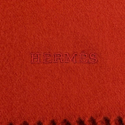 Hermes Cashmere Logo Embroidery with Fringe Large Shawl Scarf — view 7