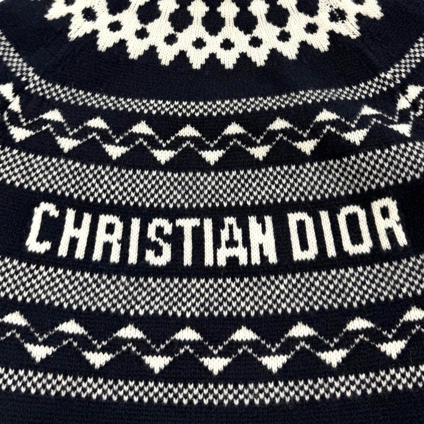 Dior Wool Cashmere Blend Logo Embroidery Nordic Pattern High Neck Sweater 38 — view 5