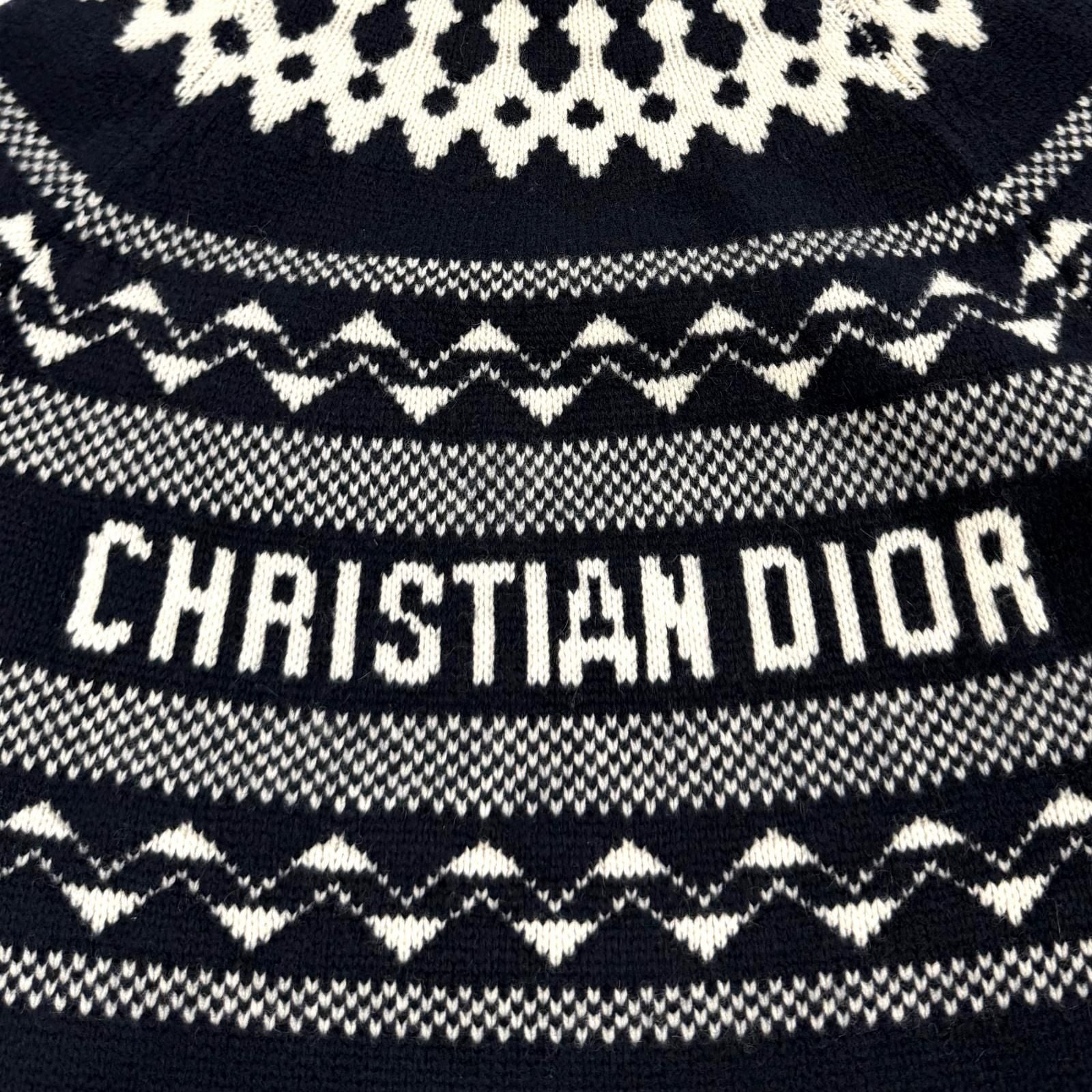 Dior Wool Cashmere Blend Logo Embroidery Nordic Pattern High Neck Sweater 38 — view 5