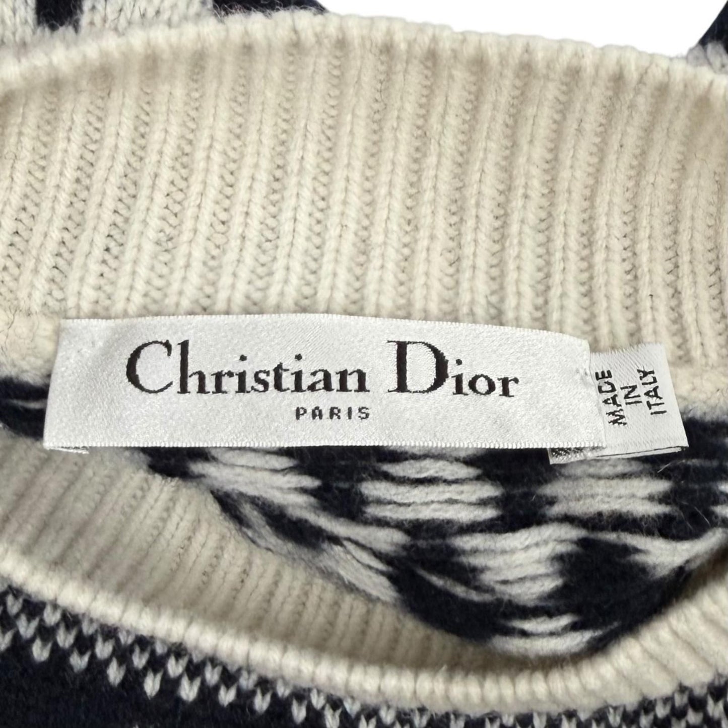 Dior Wool Cashmere Blend Logo Embroidery Nordic Pattern High Neck Sweater 38 — view 6