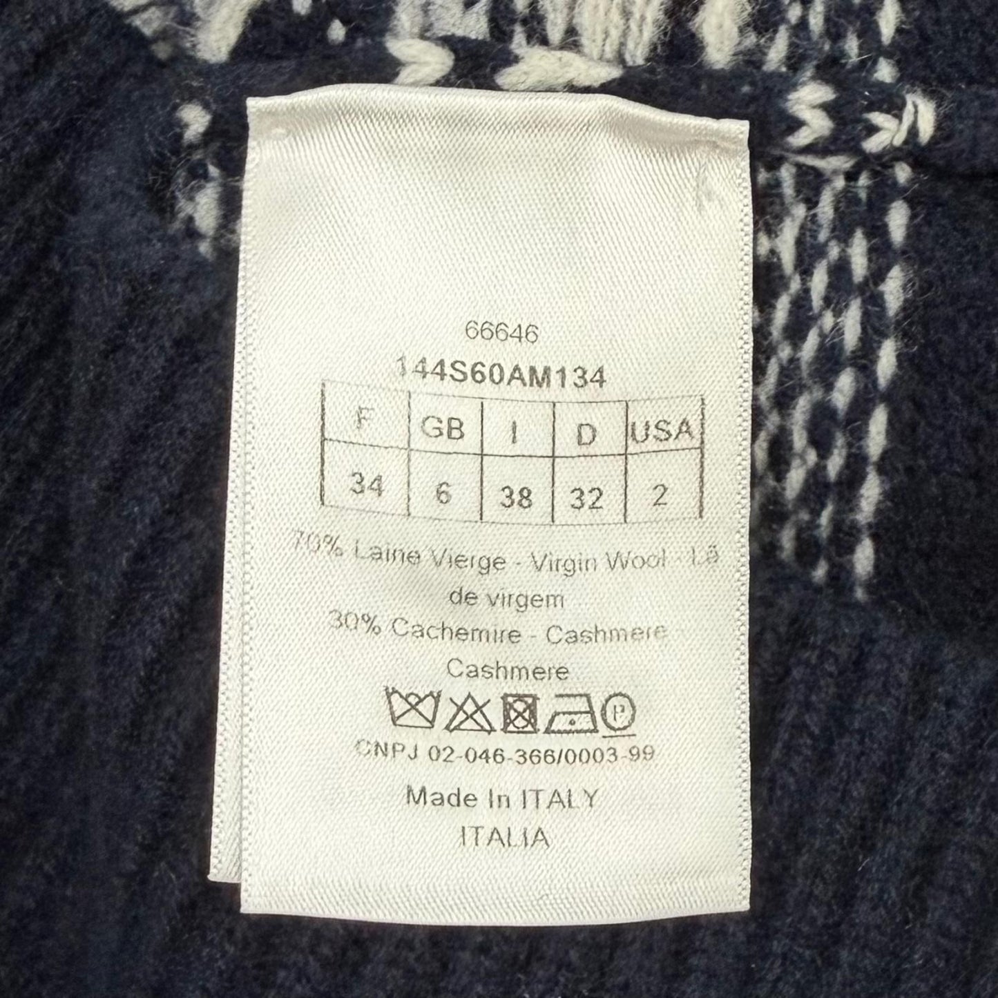 Dior Wool Cashmere Blend Logo Embroidery Nordic Pattern High Neck Sweater 38 — view 7