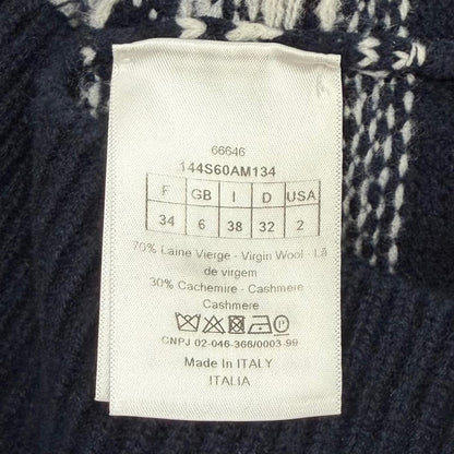 Dior Wool Cashmere Blend Logo Embroidery Nordic Pattern High Neck Sweater 38 — view 7