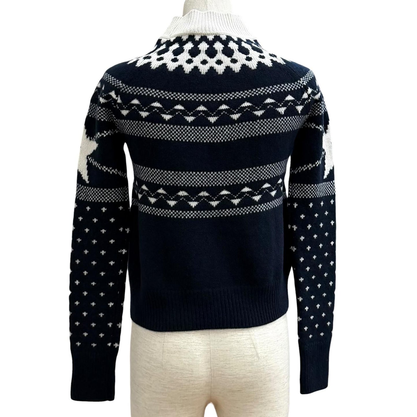 Dior Wool Cashmere Blend Logo Embroidery Nordic Pattern High Neck Sweater 38 — view 4