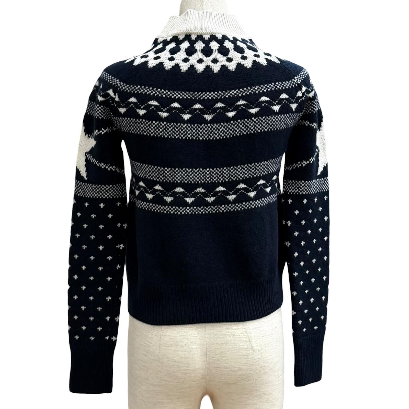 Dior Wool Cashmere Blend Logo Embroidery Nordic Pattern High Neck Sweater 38 — view 4