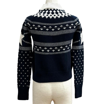 Dior Wool Cashmere Blend Logo Embroidery Nordic Pattern High Neck Sweater 38 — view 4
