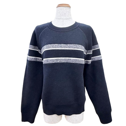 Dior Cashmere 97% Oblique Logo Reversible Long Sleeve Knit Navy 44 Sweater — view 2