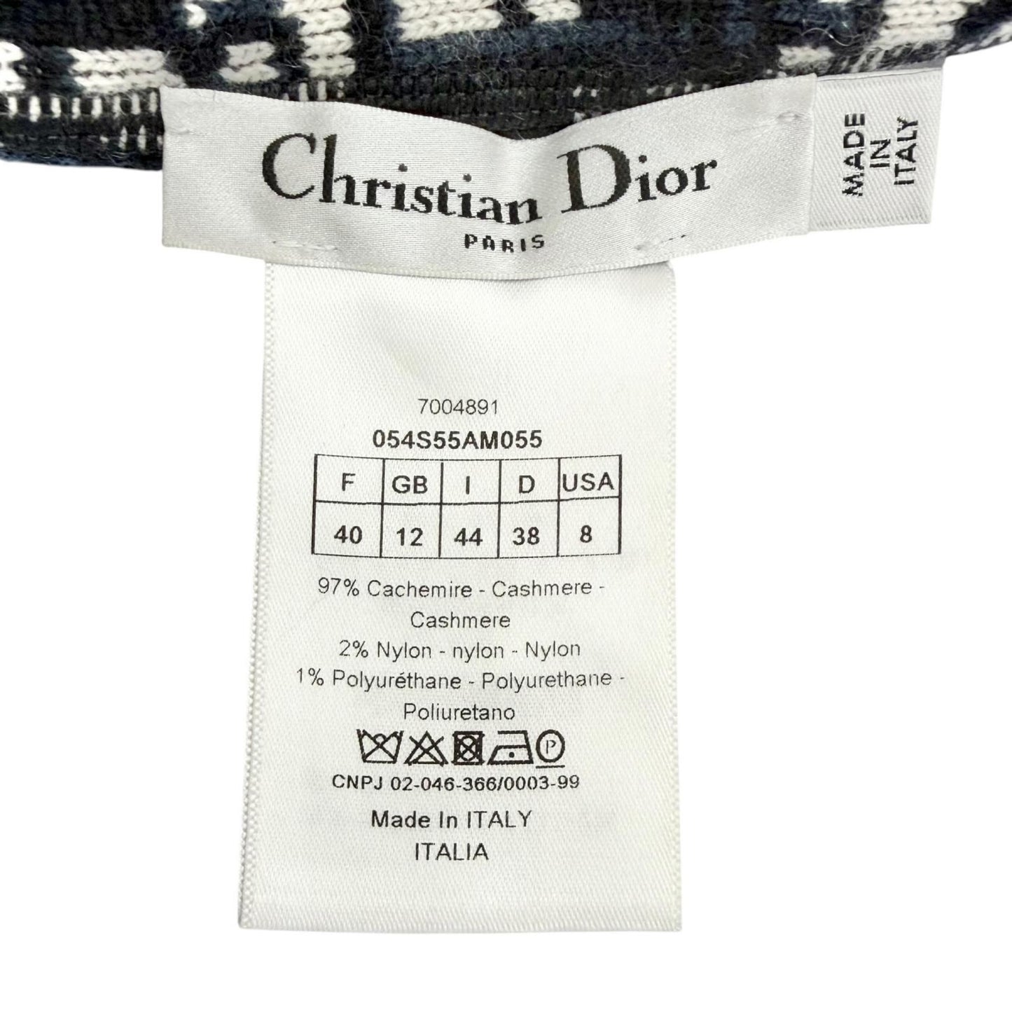 Dior Cashmere 97% Oblique Logo Reversible Long Sleeve Knit Navy 44 Sweater — view 8
