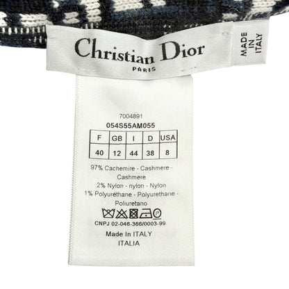 Dior Cashmere 97% Oblique Logo Reversible Long Sleeve Knit Navy 44 Sweater — view 8