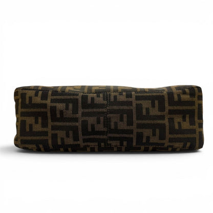 Fendi Vintage Leather Zucca Pattern FF Logo Shoulder Bag Brown — view 5