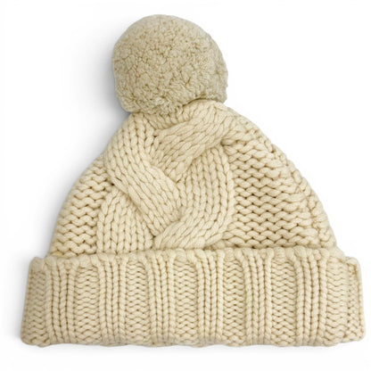 Chanel Cashmere Sports Line CC Logo Knit Cap with Pom Ivory — view 2