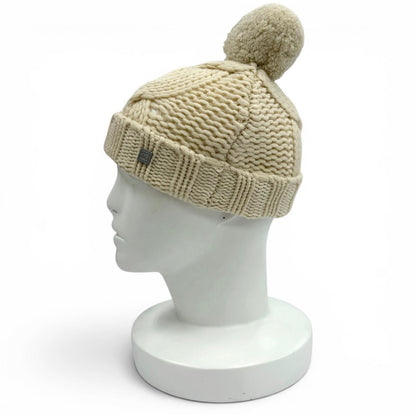 Chanel Cashmere Sports Line CC Logo Knit Cap with Pom Ivory — view 4