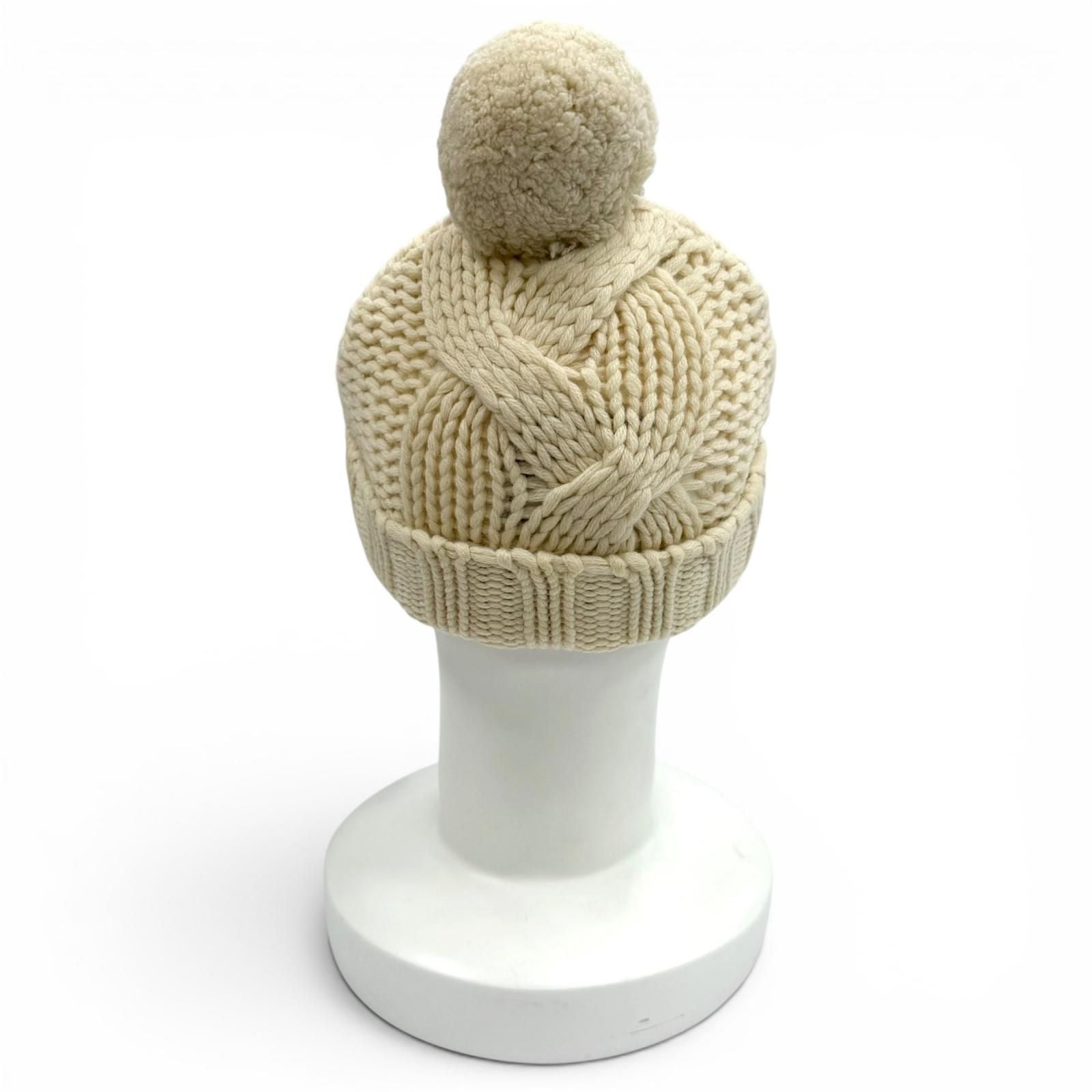 Chanel Cashmere Sports Line CC Logo Knit Cap with Pom Ivory — view 5