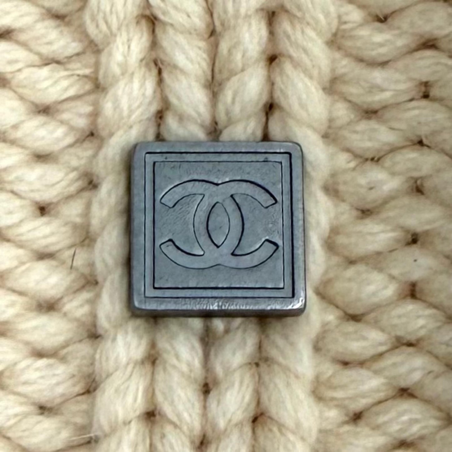 Chanel Cashmere Sports Line CC Logo Knit Cap with Pom Ivory — view 6