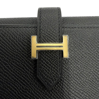 Hermes Bearn Combination Compact Wallet Veau Epsom Gold Trifold Black — view 8