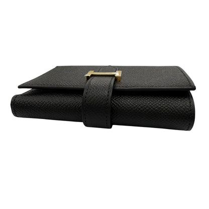 Hermes Bearn Combination Compact Wallet Veau Epsom Gold Trifold Black — view 5
