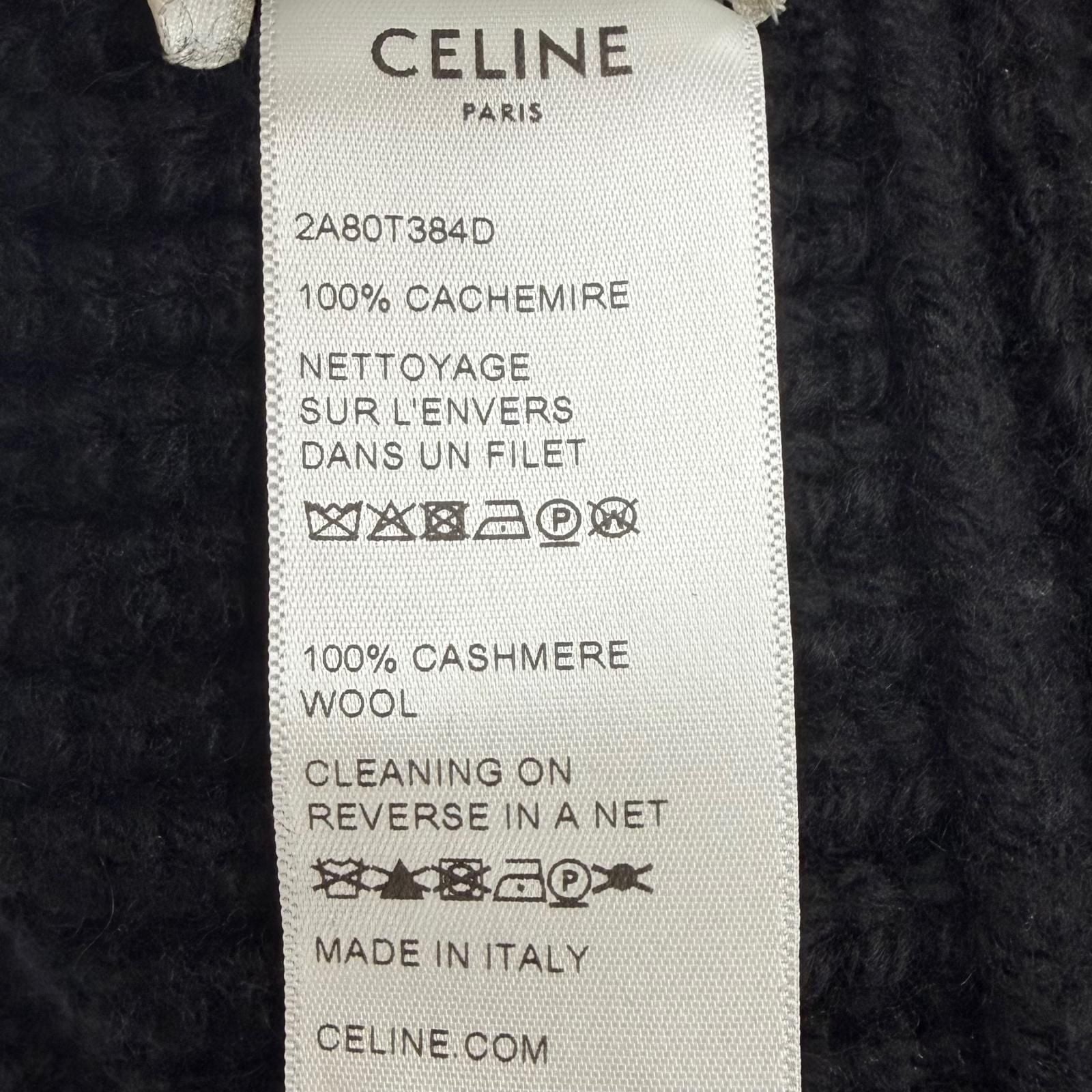 Celine Cashmere Triomphe Knit Hat Bucket Hat Black TU — view 8