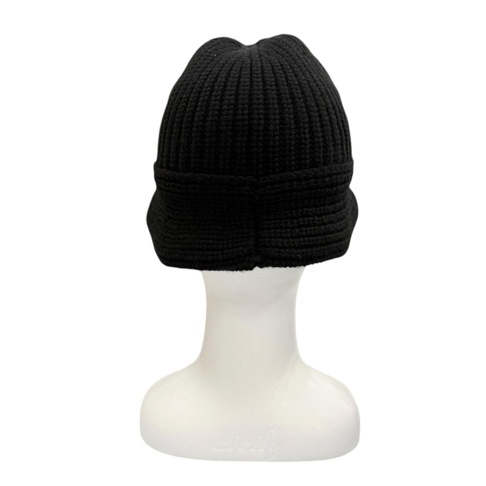 Celine Cashmere Triomphe Knit Hat Bucket Hat Black TU — view 3