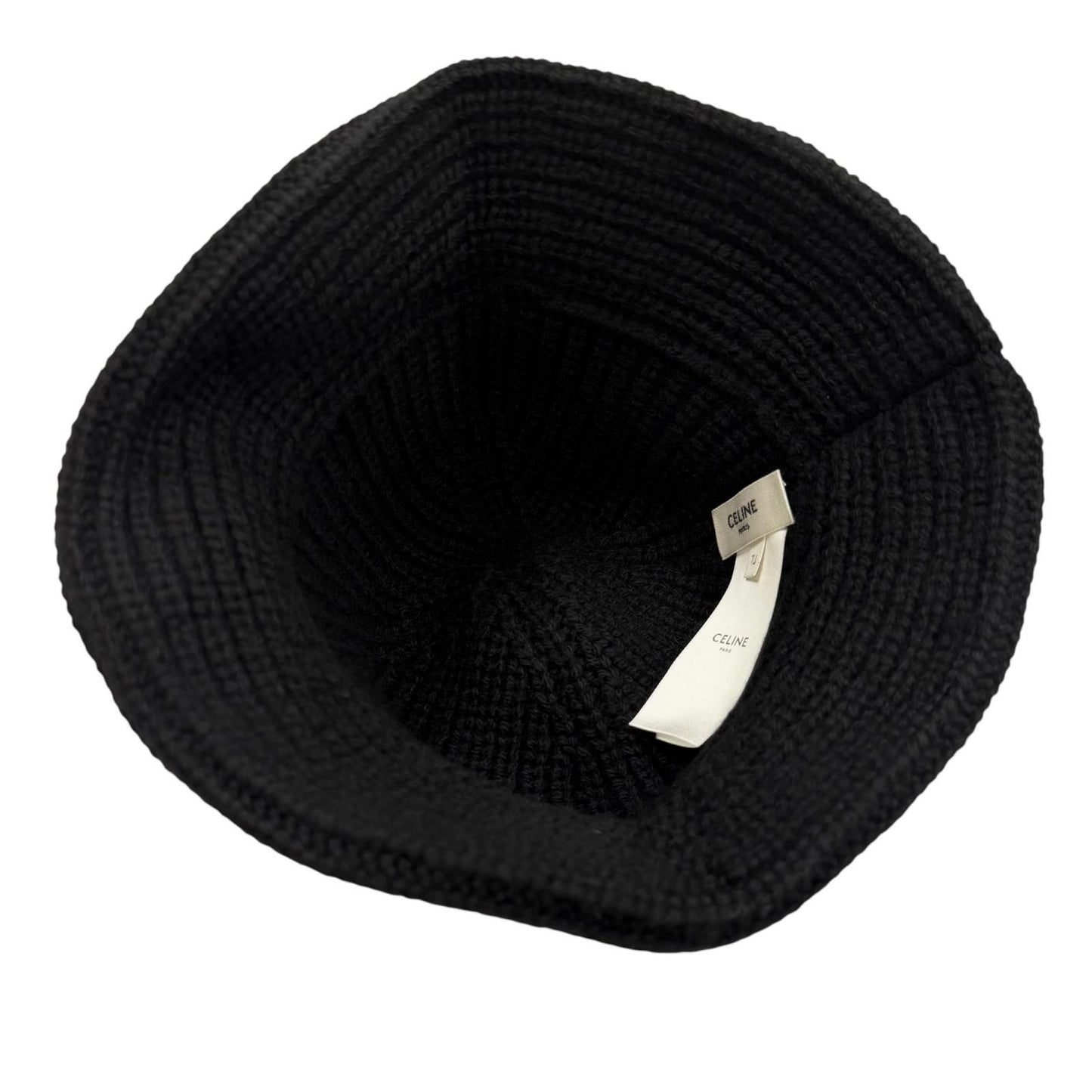 Celine Cashmere Triomphe Knit Hat Bucket Hat Black TU — view 5