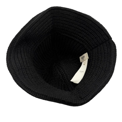 Celine Cashmere Triomphe Knit Hat Bucket Hat Black TU — view 5