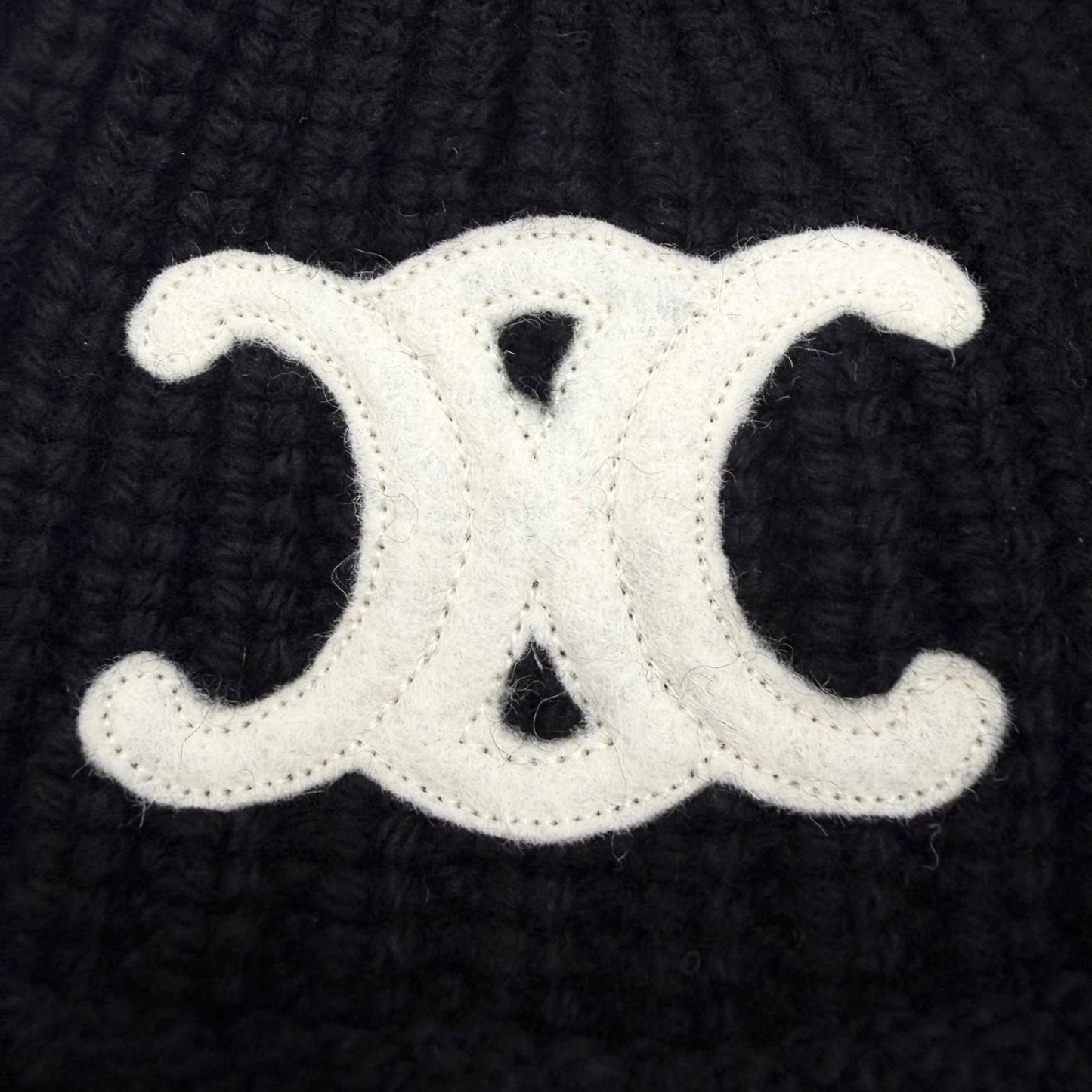Celine Cashmere Triomphe Knit Hat Bucket Hat Black TU — view 6