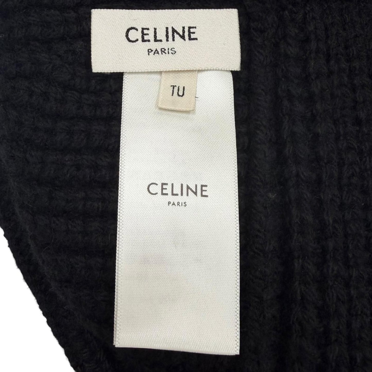 Celine Cashmere Triomphe Knit Hat Bucket Hat Black TU — view 7