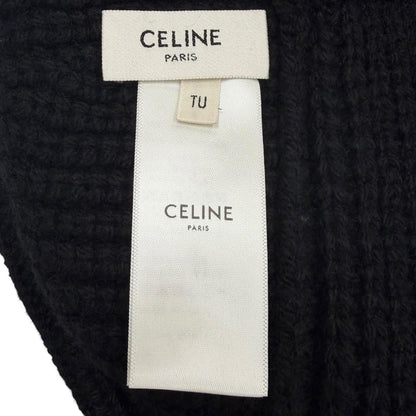 Celine Cashmere Triomphe Knit Hat Bucket Hat Black TU — view 7