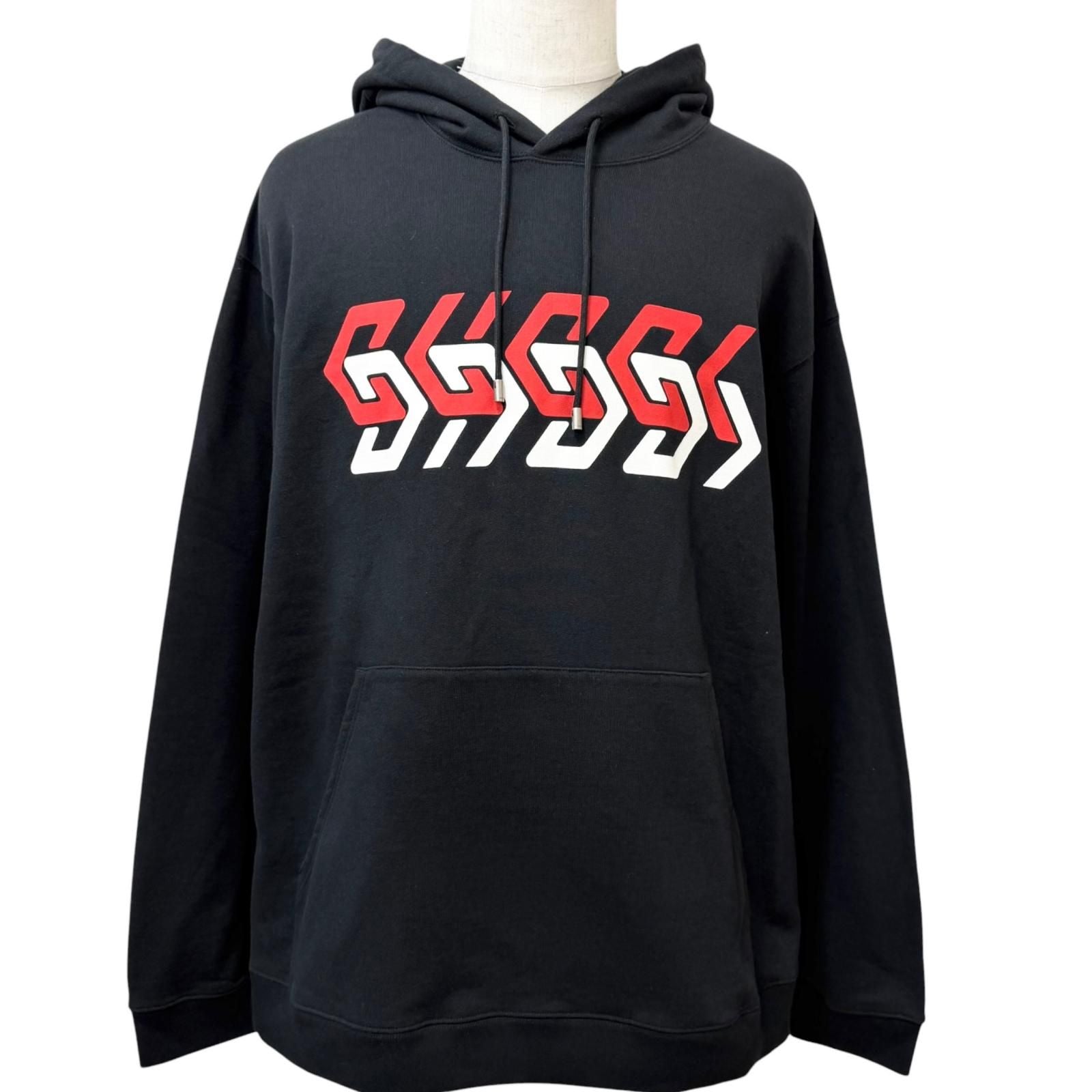 Gucci Cotton 100% Logo Print Pullover Hoodie Black XXL