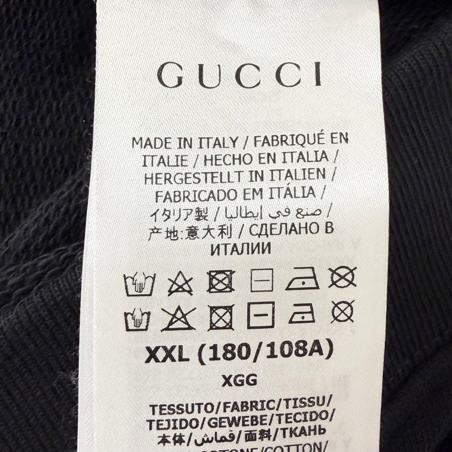 Gucci Cotton 100% Logo Print Pullover Hoodie Black XXL — view 7