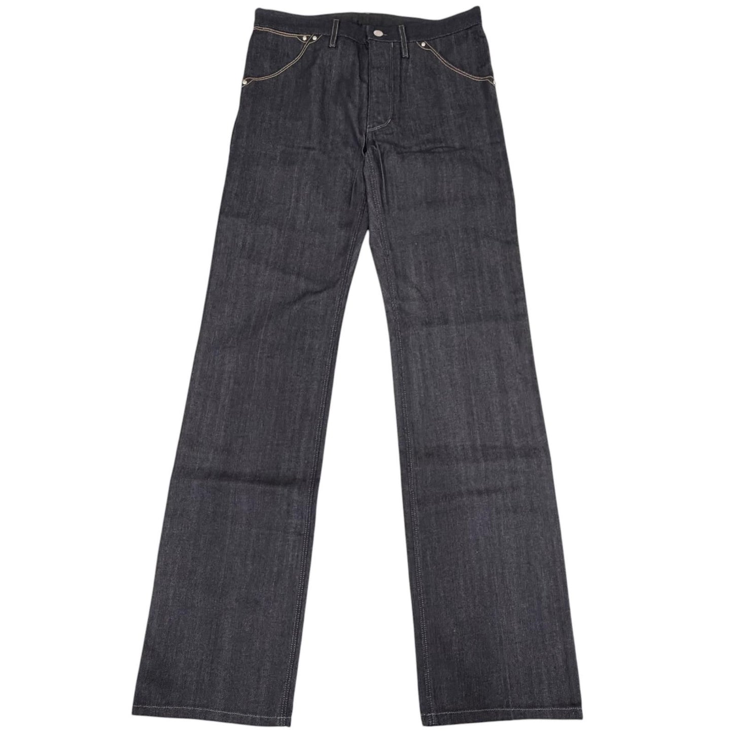 Louis Vuitton Cotton 100% Leather Patch Pants Jeans Indigo Blue 40