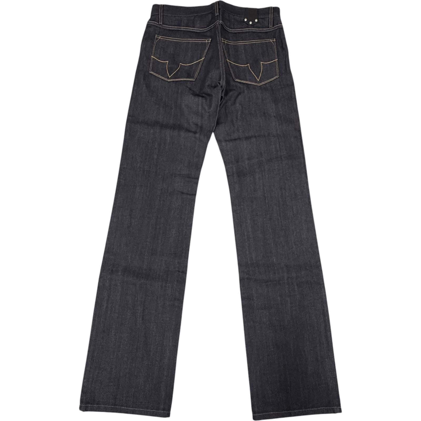 Louis Vuitton Cotton 100% Leather Patch Pants Jeans Indigo Blue 40 — view 2