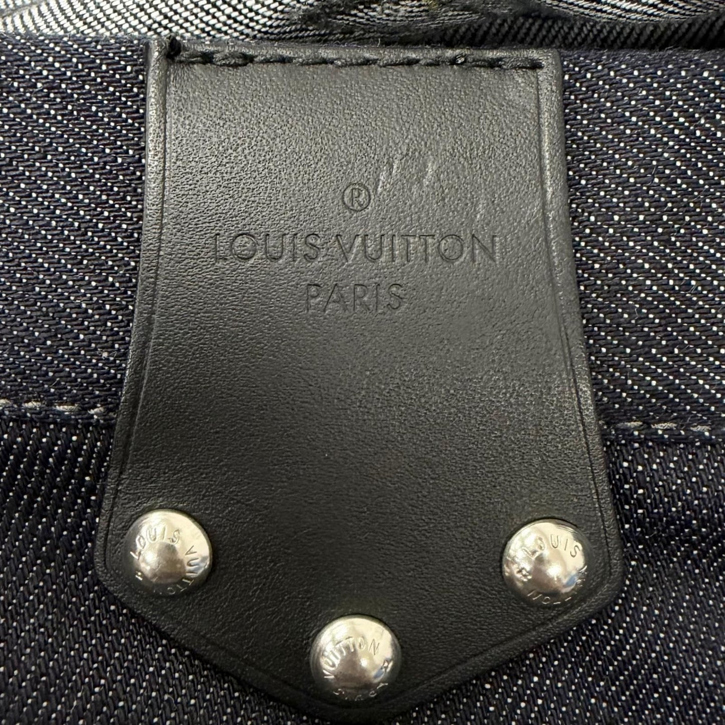 Louis Vuitton Cotton 100% Leather Patch Pants Jeans Indigo Blue 40 — view 5
